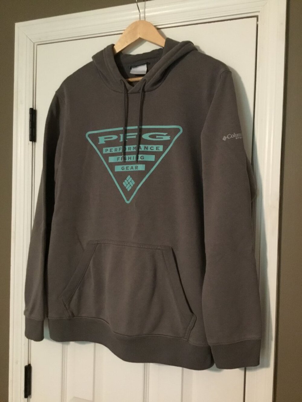 COLUMBIA - PFG Performance Fishing Gear Hoodie Gray Fleece Pullover - Size: L